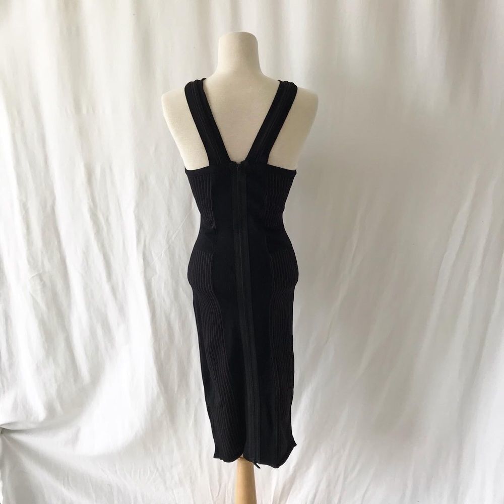 John + Jenn Black Ribbed Bodycon Midi Dress Sleeveless Fitted Capsule Size S - Picture 7 of 11